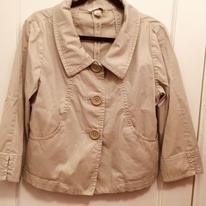 Cream Colored Cotton Swing Style Jacket from H&M, Size 10